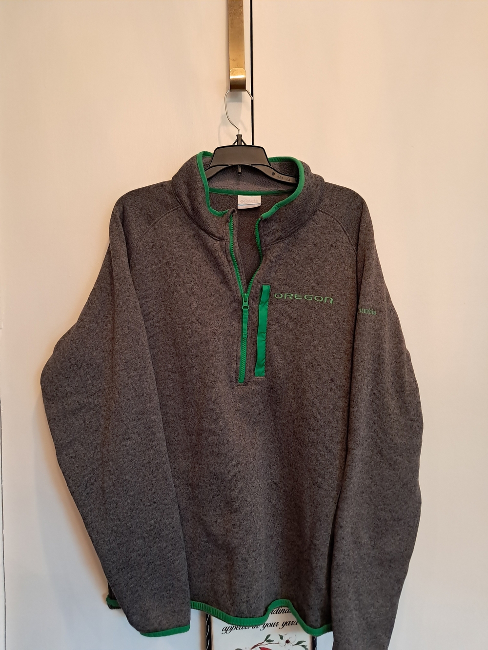 Columbia Sportswear Oregon Embroidered Gray Quarter-Zip Fleece with Green Trim